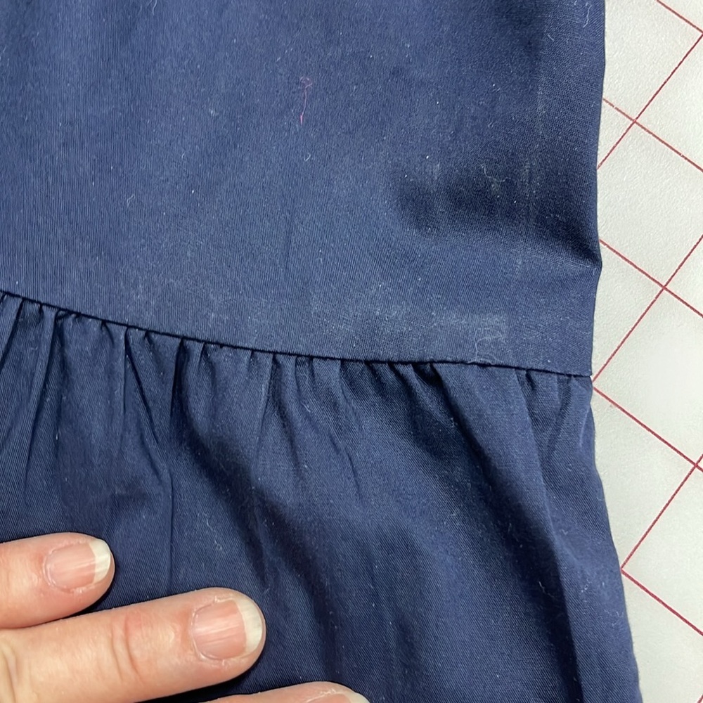 GAP Peasant Boho Party 100% Cotton Ruffle Tier Smock Waist/Puff SLV Navy Mini XS - Picture 9 of 16